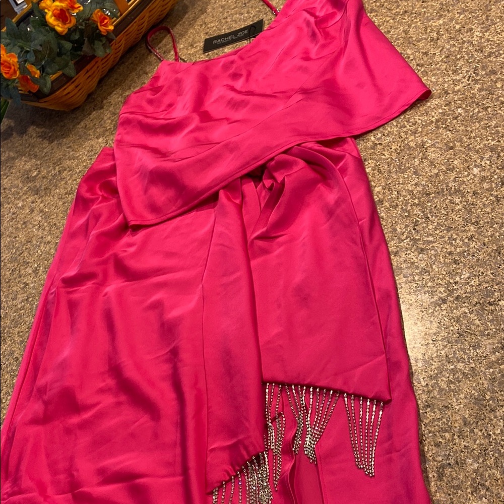 NWT Rachel Zoe 2 Piece Skirt Set Rhinestones WITH FLAWS Medium Barbie Pink